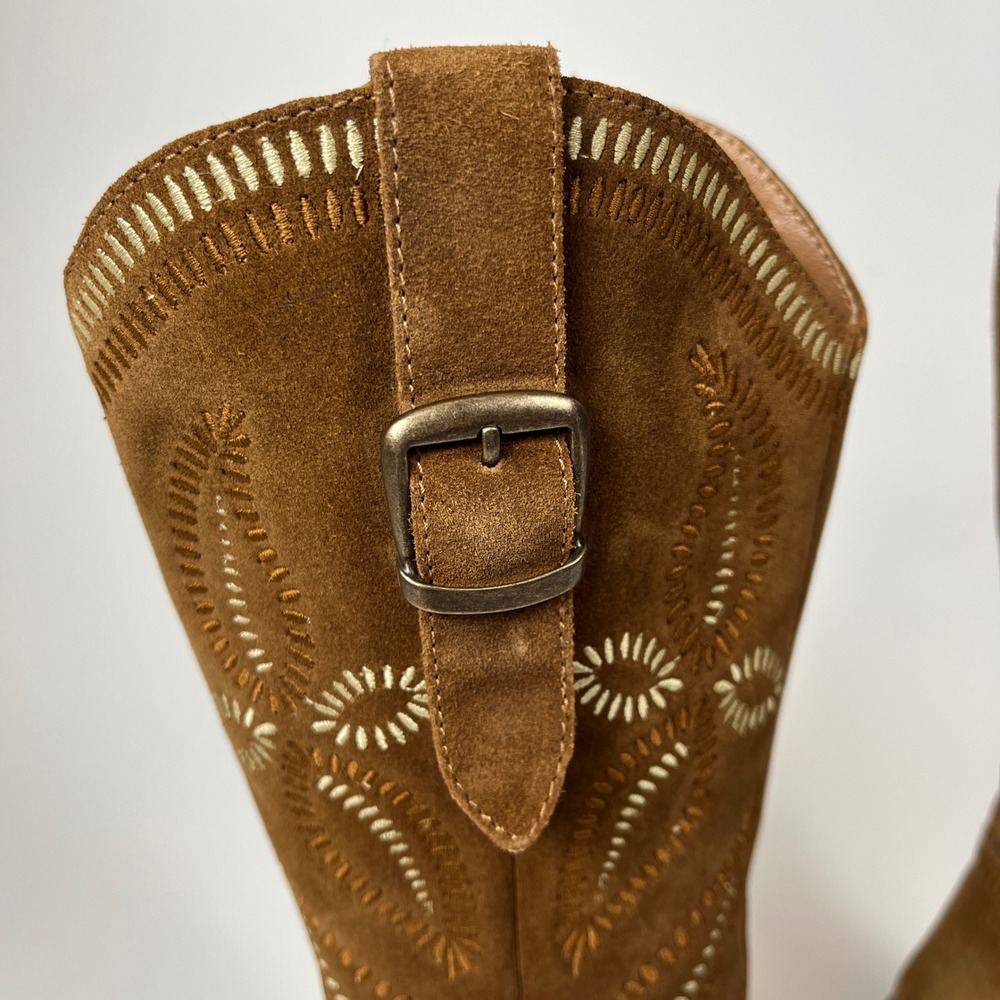 Seychelles Brown Suede Embroidered Country Western Boots Pointed Toe Sz 8 - Picture 6 of 10